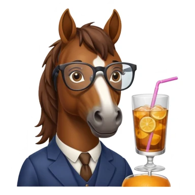horse holding drink with glasses sticker