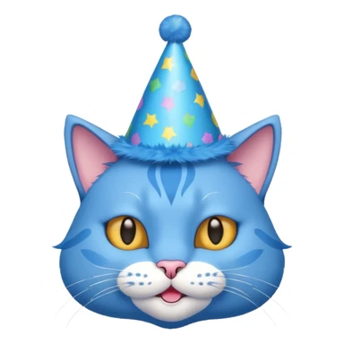 blue cat  with party hats sticker