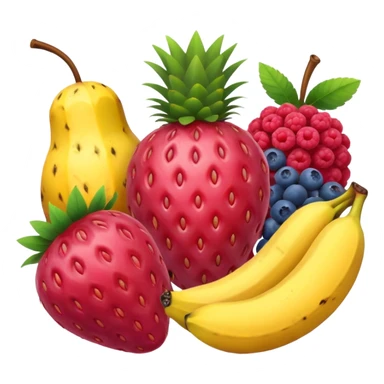 strawberry, blueberry, raspberry, banana, mango, pineapple pink lady apple playing sticker