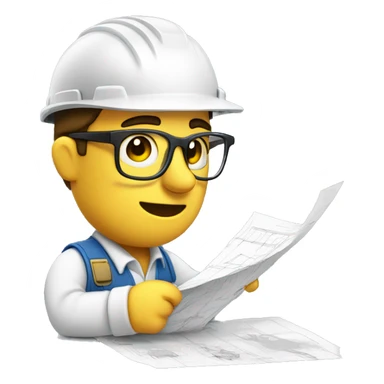 Builder looking at blueprints, he has his glasses resting on his nose and he looks cofused sticker