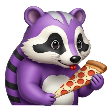 badger eating pizza purple and white sticker