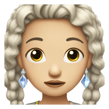 girl with jewel and crystal hair sad face sticker