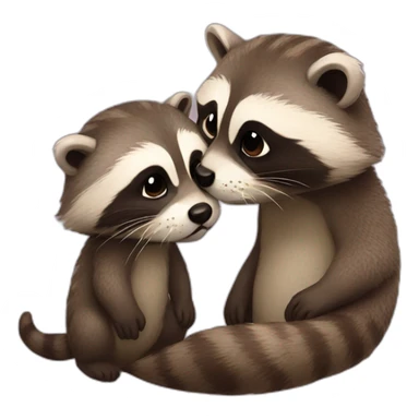 Racoon otter kissing sticker
