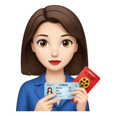 a women White and brunette and her cinéma ticket  sticker