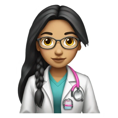  young beautiful Native American  female idol scientist with long black hair with pink accents sticker