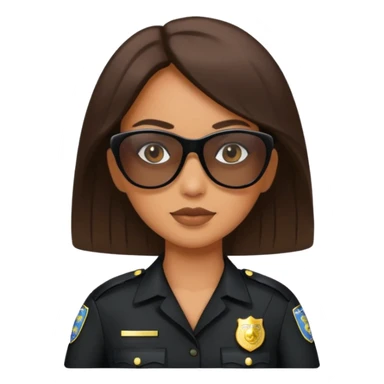 woman police wearing black dress with sun glasses sticker