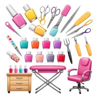 Create a cohesive and stylish set of emojis specifically for a professional nail technician.  sticker