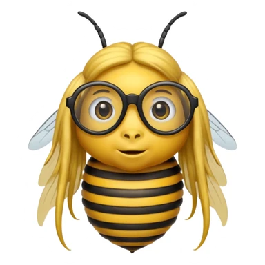 long hair bee with glasses sticker