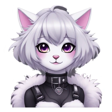 Gorgeous furry gothic dark techwear anime style anthro black cat furry sona Fakemon aesthetic and pretty edgy black with collar and harness trending style sticker