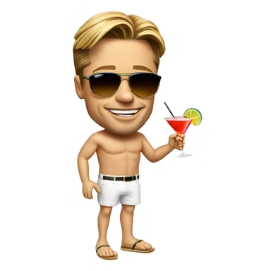 Brad Pitt with sunglass and an Cocktail in his Hand (complett Body)with Holiday vibes (from Head to foot) sticker