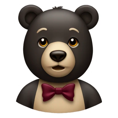 Black and beige bear with a burgundy bow sticker