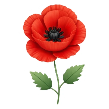 red poppy flower, minimal flat design, apple emoji style, iOS 18 sticker