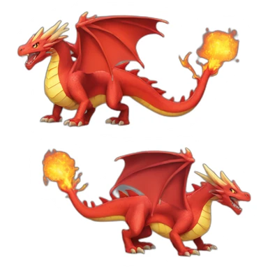 huge red Dragon Pokemon with fire four legs two arms sticker