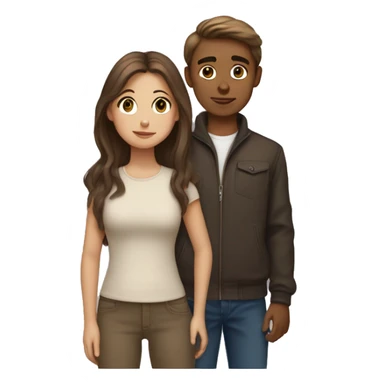 Long brown hair girl in love with a short lightbrown hair boy, who is a so little bit bold  sticker