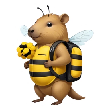 capybara wearing a bumble bee backpack  sticker