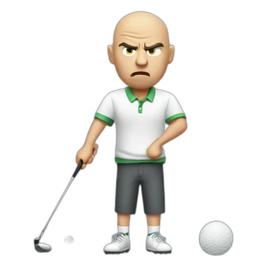 Bald angry golfer sticker