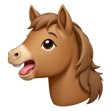 Cinematic Cute Yawning Brown Welsh Pony Portrait Emoji, Head tilted slightly with a dramatic, wide-open yawn, showcasing a sturdy, brown-colored form with softly drooping ears and sleepy, half-closed eyes, Simplified yet irresistibly adorable features, highly detailed, glowing with a soft, cozy earthy glow, high shine, relaxed yet expressive, stylized with a dash of rustic charm, soft glowing outline, capturing the essence of a drowsy yet affectionate brown Welsh pony that appears ready to stretch and yawn its way off the screen! sticker