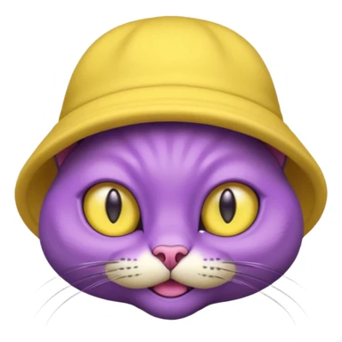 purple alien cat with no fur and yellow hat sticker
