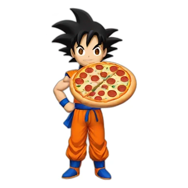 Goku Holding Pizza sticker