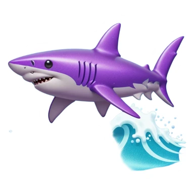 purple glitter shark on a cyan wave sticker