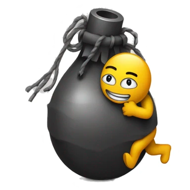 happy emoji hugging a bomb sticker