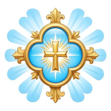 saint emblem with light blue cross and divine rays sticker
