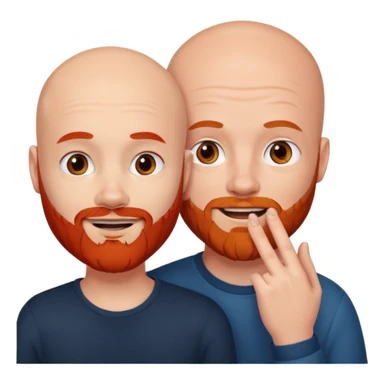 White Bald man with red beard touching face white girl black hair  sticker