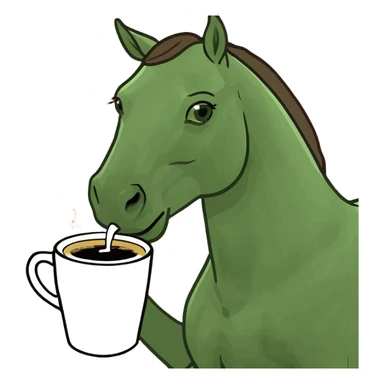 horse drinking coffee sticker