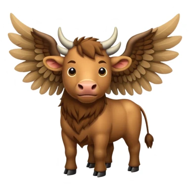 winged ox emoji light brown body visible too wings on the shoulders only 4 legs sticker