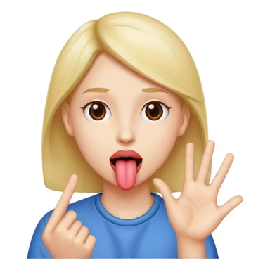 Tongue out with hand to the side ￼ sticker