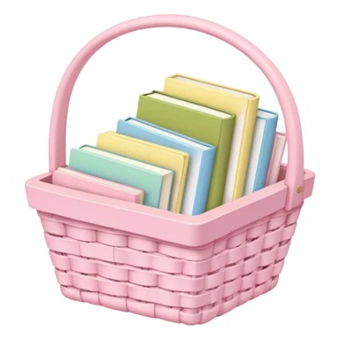 Pastel pink pastel yellow pastel blue and matcha colored books in a basket sticker