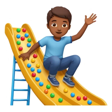 un niño tirandose por un tobogan con dulces en lasm anos sticker