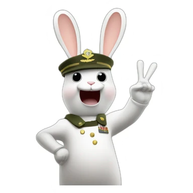 Raving rabbids doing military Salute sticker