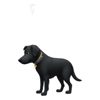 black dog in front of door sticker