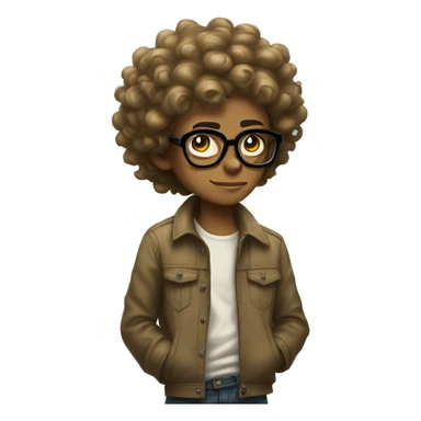 Tan skinned short curly hair with glasses Gorillaz character sticker