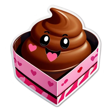poop emoji valentines chocolate box sticker