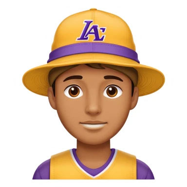 A cut wearing a laker hat sticker