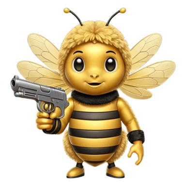 bee emoji with gun sticker