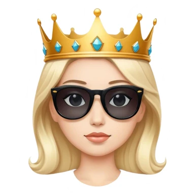 confident white girl wearing black sunglasses and a crown  sticker