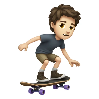 Skateboarding brunette white pale boy riding a skate board sticker