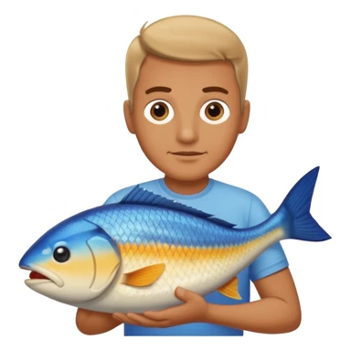 Guy holding a fish in his hands sticker