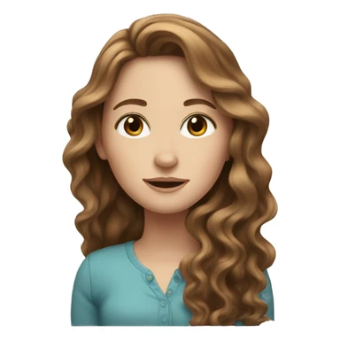 White girl with long brown wavy hair  sticker