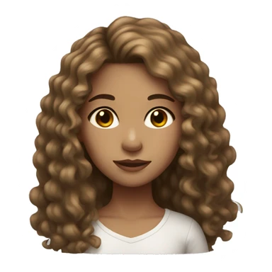 Girl with light skin, long and curly Brown hair, dark eyes sticker