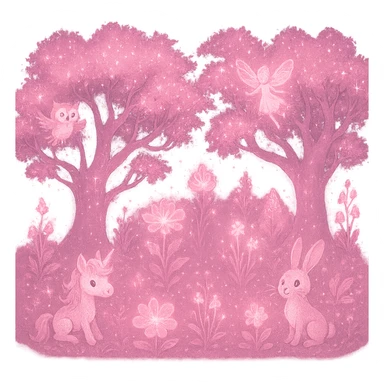 pink magical forest sticker