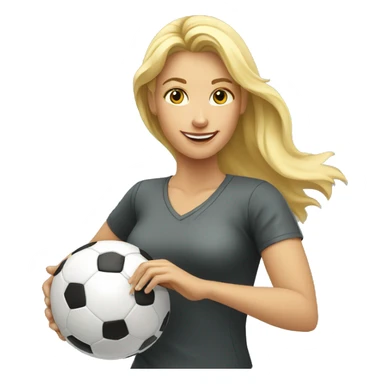 blond woman spinning a soccer ball on her hands sticker