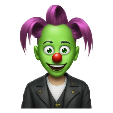 elon musk with a clown face and green nose with a dollar sign on it and puppy dog tongue and ears like an egirl sticker