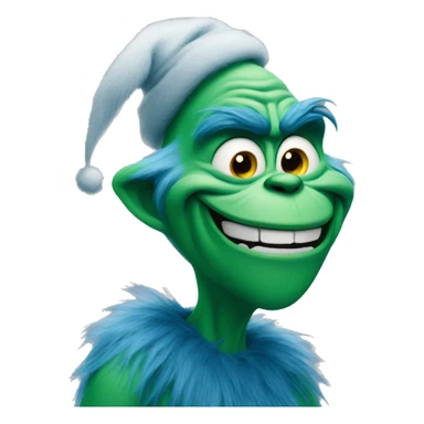 blue grinch smiling sticker