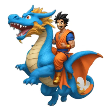 indian adult guy wearing Goku costume riding a blue flying dragon sticker