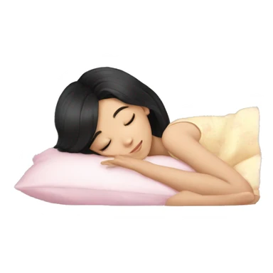 Coquette teenage cute asian black hair girl sleeping  sticker