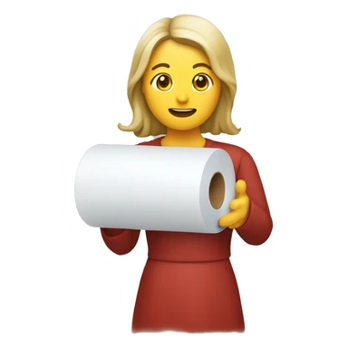 Frau hält Klopapier rolle in der hand und lacht sticker